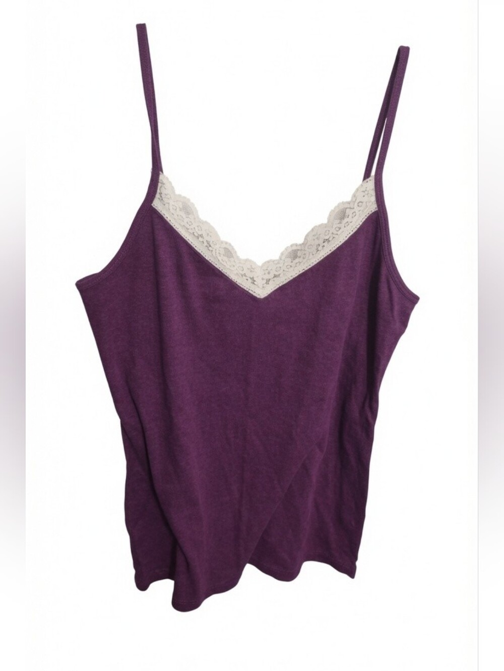 Old Navy Y2K Lace Trim Camisole Top XL Purple Ribbed Indie Sleaze Bella Swan